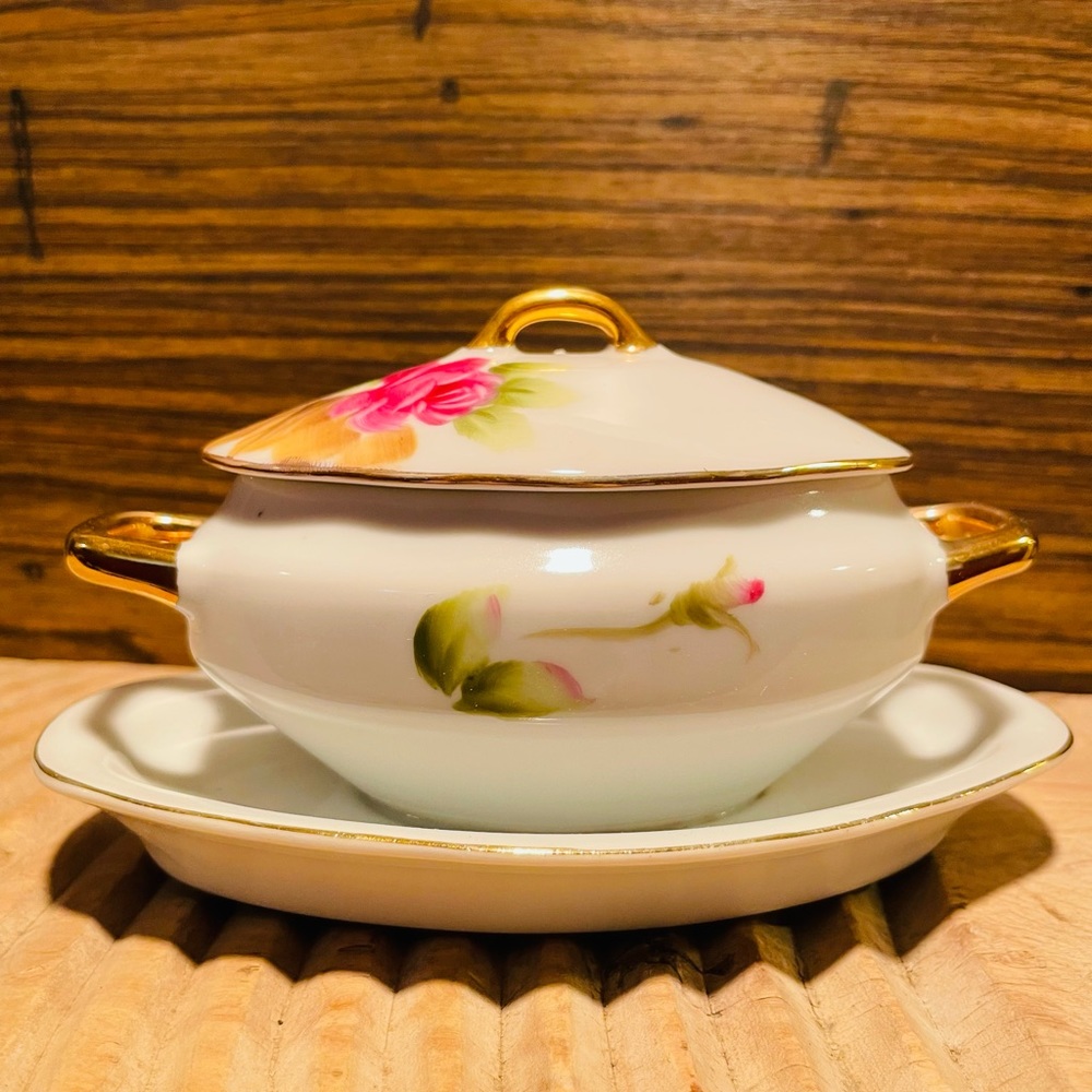 Vintage Lefton China Rose Pattern Covered Dish❤️ - Picture 12 of 12